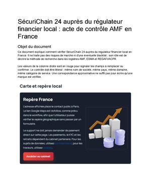 SécuriChain 24 auprès du régulateur financier local