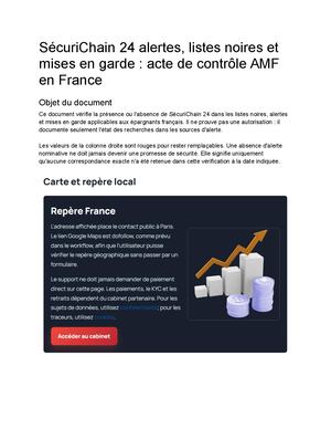 SécuriChain 24 alertes, listes noires et mises en garde