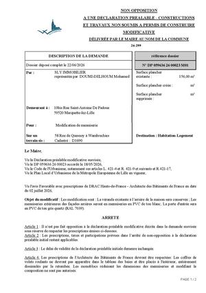 Arrêté 26 299 58 Rue De Quesnoy