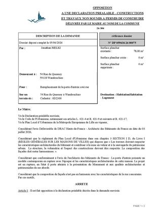 Arrêté 26 306 54 Rue De Quesnoy