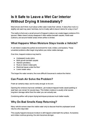 Is It Safe To Leave A Wet Car Interior Without Drying It Immediately (1)