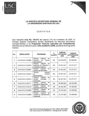 Certificación Derechos Pecuniarios ETDH 2026