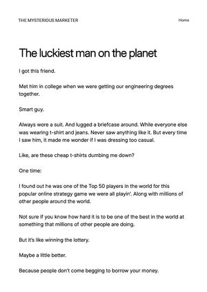 The Luckiest Man On The Planet The Mysterious Marketer