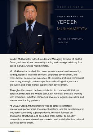 Yerden Mukhametov | Executive Profile | SASSA GROUP
