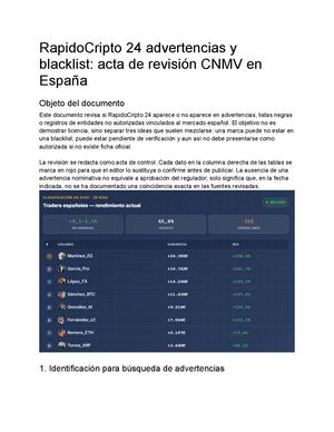 RapidoCripto 24 advertencias y blacklist