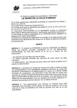 26 AT 0553 Réglementation De La Circulation Et Du Stationnement Boulevard Chateaudun Du 04 05 2026 Au 22 05 2026  - Publiée Le 07 07 2026
