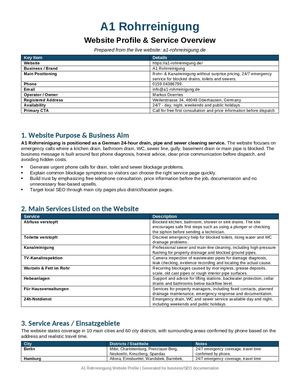 A1 Rohrreinigung Website Profile