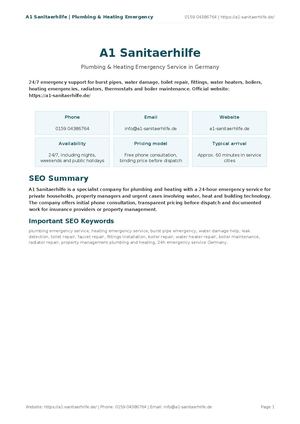 A1 Sanitaerhilfe Seo Company Profile English