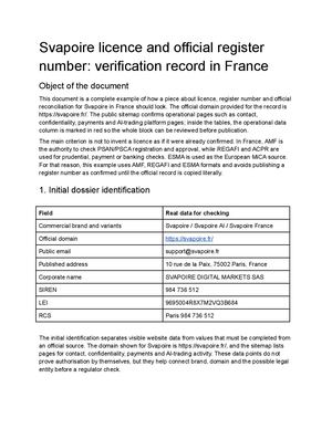 Svapoire licence and official register number