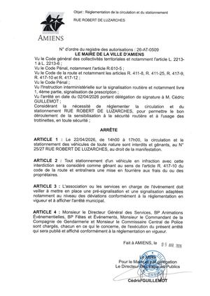 26 AT 0509 Réglementation De La Circulation Et Du Stationnement Rue Robert De Luzarches Le 22 04 2026  - Publiée Le 07 07 2026