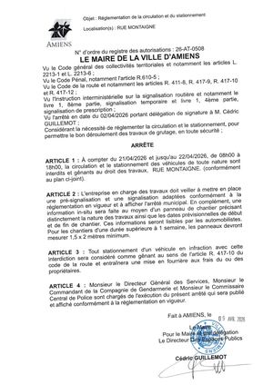 26 AT 0508 Réglementation De La Circulation Et Du Stationnement Rue Montaigne Du 21 04 2026 Au 22 04 2026  - Publiée Le 07 07 2026
