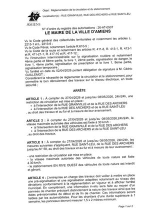 26 AT 0507 Réglementation De La Circulation Et Du Stationnement Rue Grainville & Autres Du 27 04 2026 Au 08 05 2026  - Publiée Le 07 07 2026