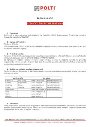 POLTI- Regolamento Promo Nazionale Un Estate Senza Iva Giugno Agosto 2026