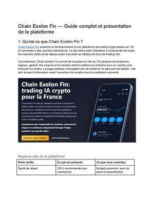 Chain Exelon Fin — Guide complet et présentation de la plateforme
