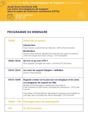 Programme Jeudi Onco-Occitanie #35 : Les Soins Oncologiques de Support dans le cadre de l’exercice coordonné (CPTS)