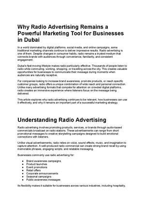 Why Radio Advertising Remains A Powerful Marketing Tool For Businesses In Dubai