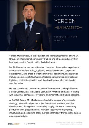 Yerden Mukhametov | Board Biography | SASSA GROUP