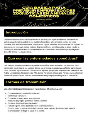 Guía Básica Para Prevenir Enfermedades Zoonóticas En Animales Domésticos