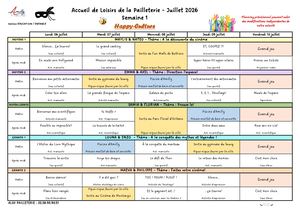 Planning Juillet 2026 Semaine 1