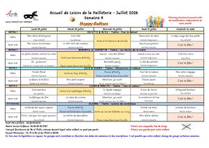 Planning Juillet 2026 Semaine 4