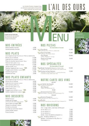 Menu Brasserie Super Besse Ail Des Ours 2026