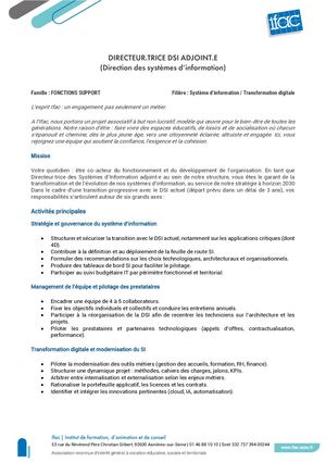 Directeur DSI Adjoint - CDI - Asnières