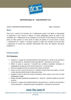 Responsable Déquipement - CDD - Lyon