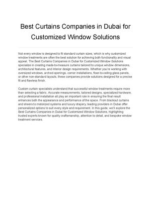 Best Curtains Companies In Dubai For Customized Window Solutions