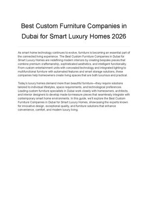 Best Custom Furniture Companies In Dubai For Smart Luxury Homes 2026