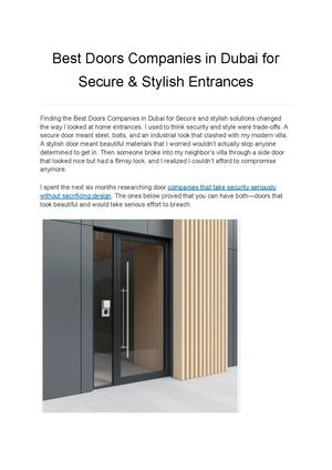 Best Doors Companies In Dubai For Secure & Stylish Entrances