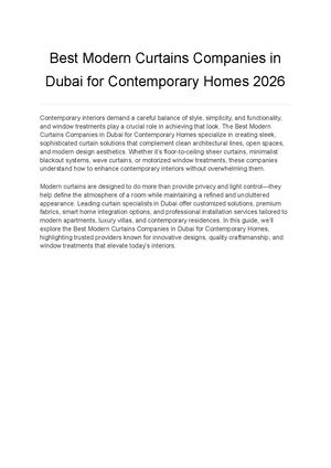 Best Modern Curtains Companies In Dubai For Contemporary Homes 2026