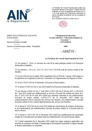 Changement De Direction Crèche Collective Pôle Petite Enfance De Ceyzeriat - CEYZERIAT