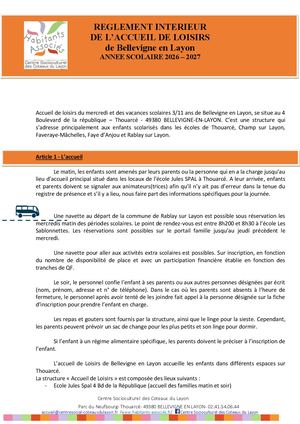 Réglement De Fonctionnement Alsh 26 27