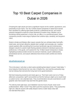 Top 10 Best Carpet Companies In Dubai In 2026