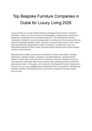 Top Bespoke Furniture Companies In Dubai For Luxury Living 2026