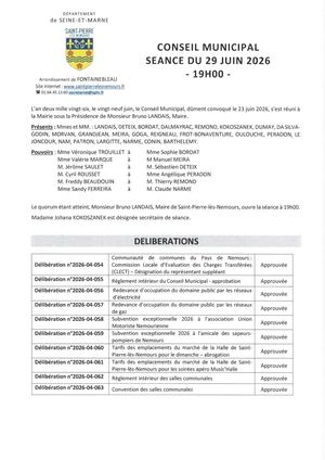 Liste Des Délibérations 29062026