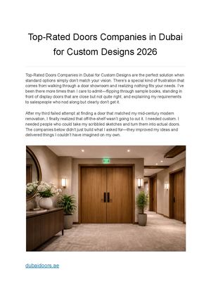 Top Rated Doors Companies In Dubai For Custom Designs 2026