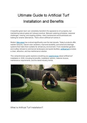 Ultimate Guide To Artificial Turf Installation And Benefits