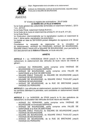 26 AT 0456  Réglementation Circulation Et Stationnement Avenue Du Perigord Et Autres Le 14 06 26 Publié Le 07 07 26