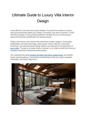 Ultimate Guide To Luxury Villa Interior Design