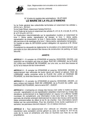 26 AT 0463  Réglementation Circulation Et Stationnement Rue De Lorraine Du 07 04 26 Au 30 04 26 Publié Le 07 07 26