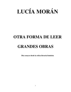 Otra Forma De Leer Grandes Obras Tomo I