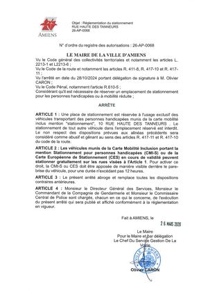 26 AP 0068  Réglementation  Stationnement 10 Rue Haute Des Tanneurs Publié Le 07 07 26