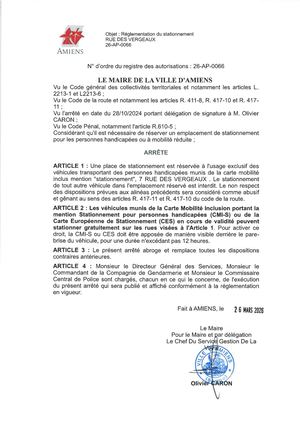 26 AP 0066  Réglementation Stationnement  7 Rue Des Vergeaux Publié Le 07 07 26