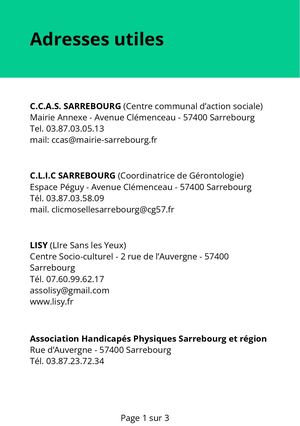 Associations Et Adresses Utiles - Lecture simplifiée