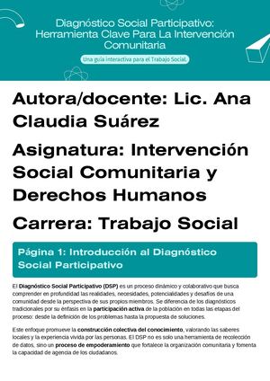 Diagnóstico Social Participativo Herramienta Clave Para La Intervención Comunitaria