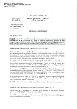 DEC2026 034 TPN Accord Subst. PLAMID'OR à CORICO Bail Effluents Réseau Monsols Station épura°.