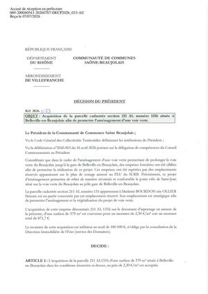DEC2026 033 ACTE TPN Acquisition 211AL131b à Be B_ Aménagement Voie Verte
