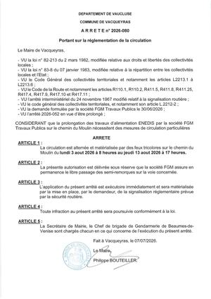 Arrêté Chemin Du Moulin 3 13 Aout