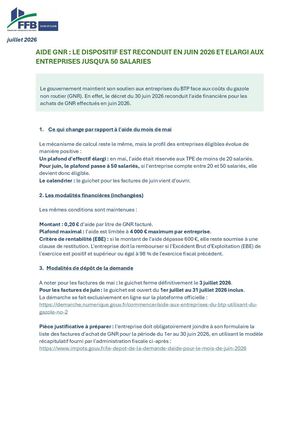 NEWSLETTER JUILLET 2026 # AIDE GNR LE DISPOSITIF EST RECONDUIT EN JUIN 2026